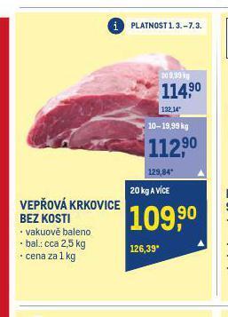 Makro Vepřová krkovice bez kosti nabídka