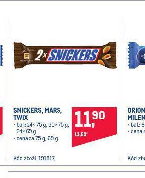 Makro Snickers, mars, twix nabídka