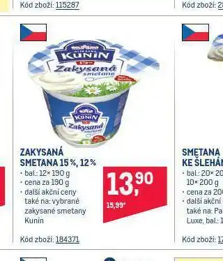 Makro Zakysaná smetana 15%, 12% nabídka