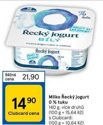 Tesco Milko řecký jogurt bílý 140g, nabídka