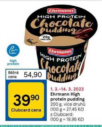 Tesco Ehrmann high protein pudding 200 g nabídka