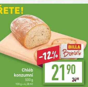 Billa Chléb konzumní 500 g nabídka
