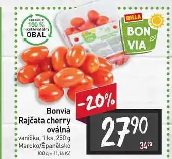 Billa Bonvia rajčata cherry oválná vanička, 1 ks, 250 g nabídka