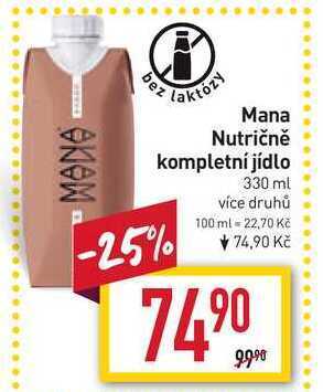 Billa Mana nutričně kompletní jídlo 330 ml nabídka