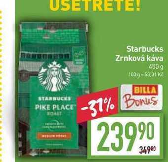 Billa Starbucks zrnková káva 450 g nabídka