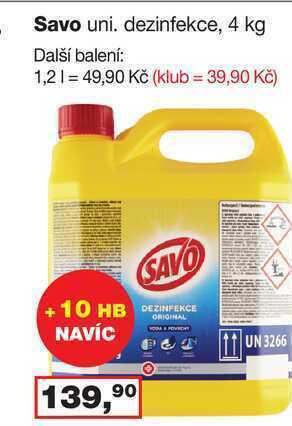 Barvy a laky drogerie Savo uni. dezinfekce, 4 kg nabídka