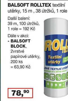 Barvy a laky drogerie Balsoft rolltex textilní utěrky, 15 m, 38 útržků, 1 role nabídka