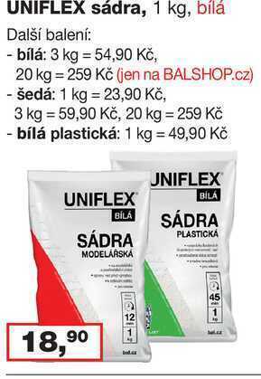 Barvy a laky drogerie Uniflex sádra, 1 kg, bílá nabídka