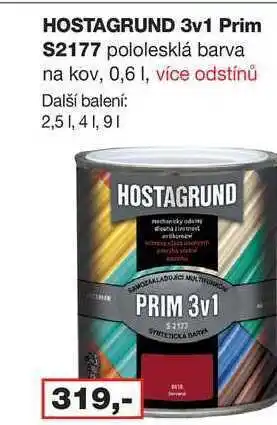 Barvy a laky drogerie Hostagrund 3v1 prim s2177 pololesklá barva na kov, 0,6 l, více odstínů nabídka