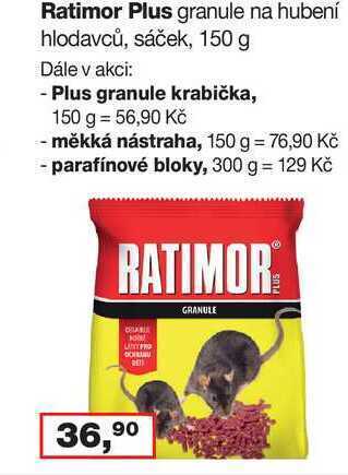 Ráj drogerie Ratimor plus granule na hubení hlodavců, sáček, 150 g nabídka