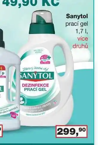 Ráj drogerie Sanytol prací gel, 1,7 l nabídka