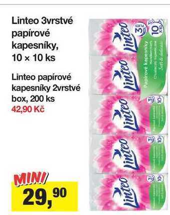 Šlak Linteo 3vrstvé papírové kapesníky, 10 x 10 ks nabídka