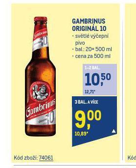 Makro Pivo gambrinus originál nabídka