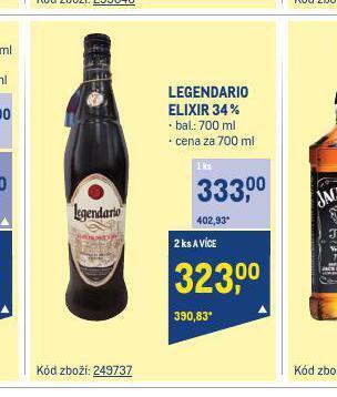 Makro Legendario elixir 34% nabídka