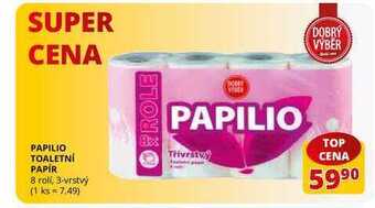 Flop Papilio toaletní papír 8 rolí, 3-vrstvý nabídka