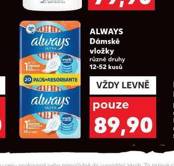 Kaufland Always dámské vložky nabídka