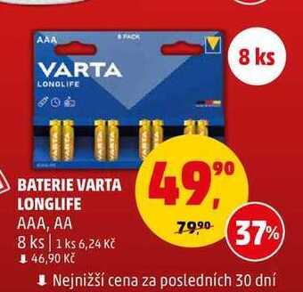 Penny Market Baterie varta longlife aaa, aa, 8 ks nabídka