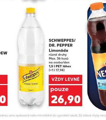 Kaufland Schweppes / dr. pepper limonáda nabídka