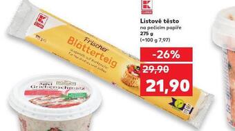 Kaufland Listové těsto na pečícím papíře nabídka