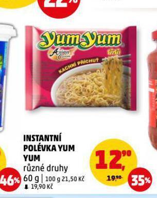 Penny Market Yum yum instantní nudlová polévka nabídka