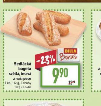 Billa Sedlácká bageta nabídka