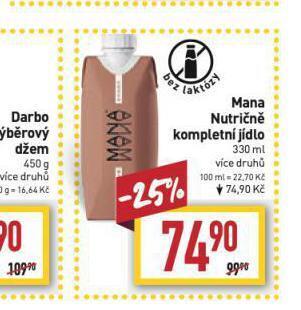 Billa Mana nutričně kompletní jídlo nabídka