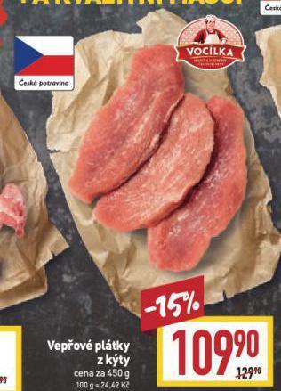 Billa Vepřové plátky z kýty nabídka