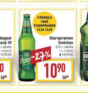 Billa Pivo staropramen smíchov nabídka