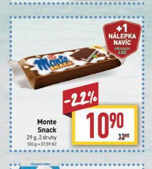 Billa Monte snack nabídka