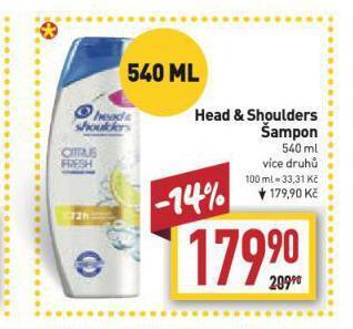 Billa Head&shoulders šampon nabídka