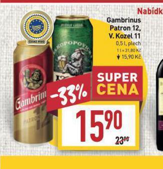 Billa Pivo gambrinus patron 12 nabídka
