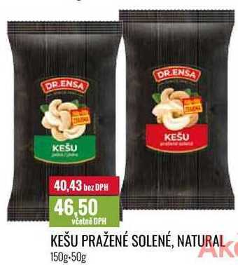 Ratio Kešu pražené solené, natural, 150 g+50 g nabídka