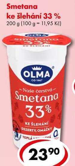 CBA Smetana ke šlehání 33%, 200 g nabídka