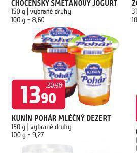 Terno Kunín pohár mléčný dezert nabídka