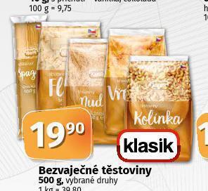 Coop Bezvaječné těstoviny nabídka