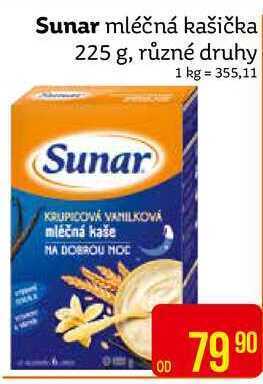 Teta Sunarka mléčná kaše 225g, vybrané druhy nabídka