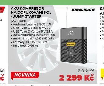 Auto Kelly Aku kompresor na dofukování kol / jump starter nabídka
