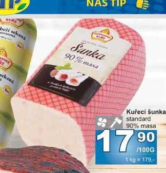 Jip Kuřecí šunka standard 90% masa 100g nabídka