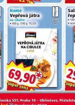 Norma Hamé vepřová játra na cibulce nabídka