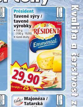 Norma Président tavený sýr / tavené výrobky nabídka