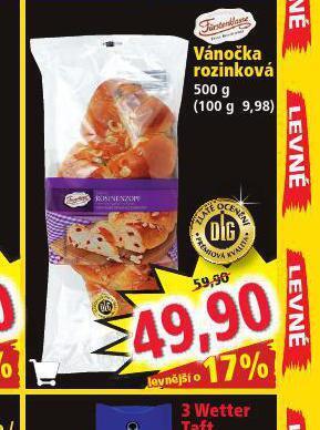Norma Vánočka rozinková nabídka