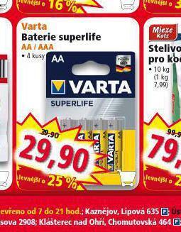 Norma Varta baterie superlife nabídka