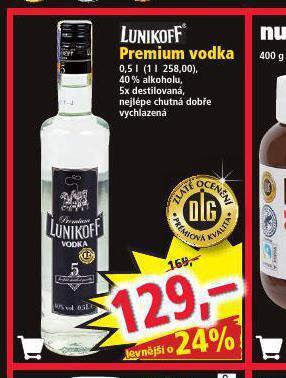 Norma Lunikoff premium vodka nabídka