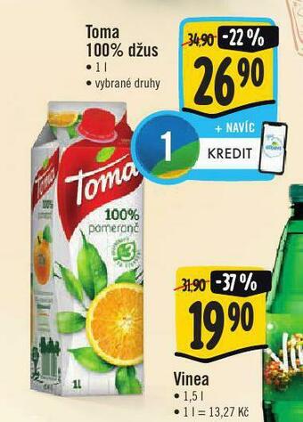 Jip Toma 100% džus nabídka