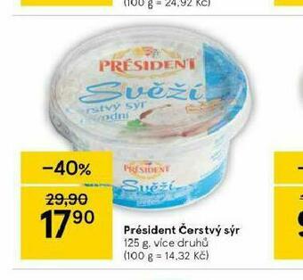 Tesco Président čerstvý sýr nabídka