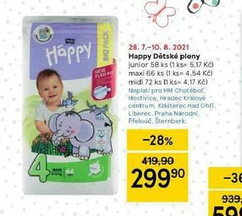 Tesco Happy dětské pleny nabídka