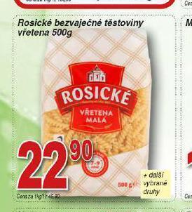 Hruška Rosické bezvaječné těstoviny nabídka