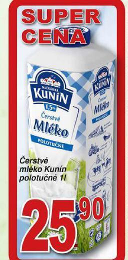 Hruška Kunín čerstvé mléko nabídka