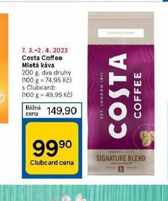 Tesco Costa coffee mletá káva nabídka