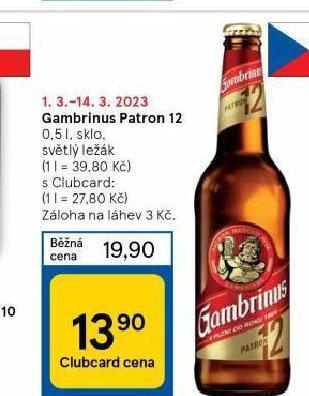 Tesco Pivo gambrinus patron 12 nabídka